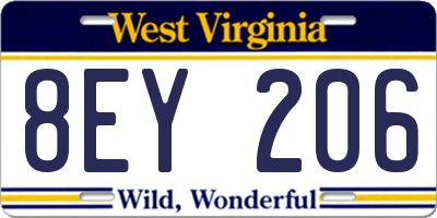 WV license plate 8EY206