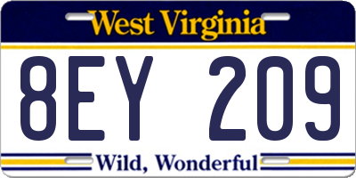 WV license plate 8EY209