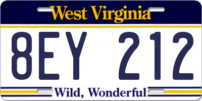 WV license plate 8EY212