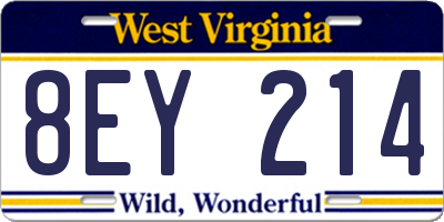 WV license plate 8EY214