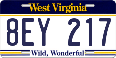 WV license plate 8EY217