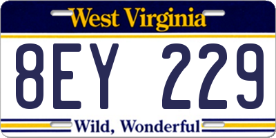WV license plate 8EY229