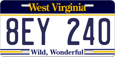 WV license plate 8EY240
