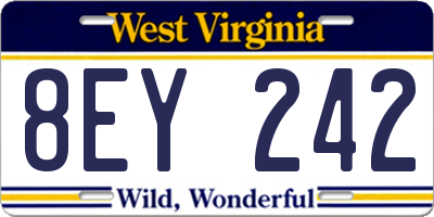 WV license plate 8EY242