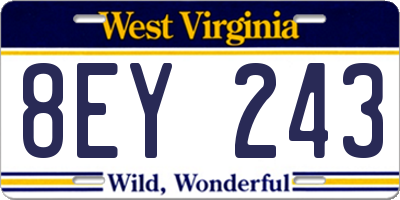 WV license plate 8EY243