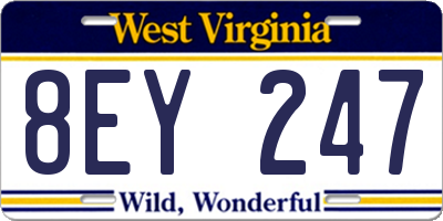WV license plate 8EY247