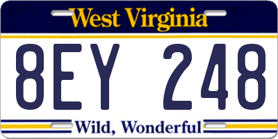 WV license plate 8EY248