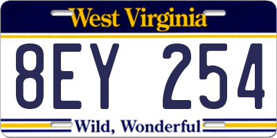 WV license plate 8EY254