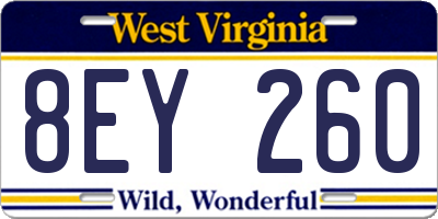 WV license plate 8EY260
