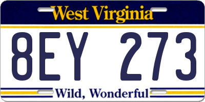 WV license plate 8EY273