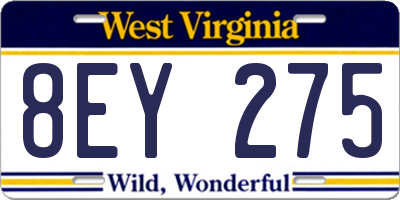 WV license plate 8EY275