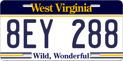 WV license plate 8EY288