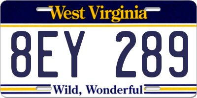 WV license plate 8EY289