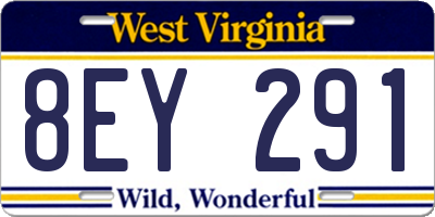 WV license plate 8EY291
