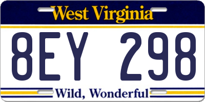WV license plate 8EY298
