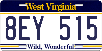 WV license plate 8EY515