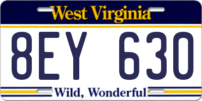 WV license plate 8EY630