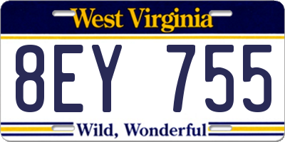 WV license plate 8EY755