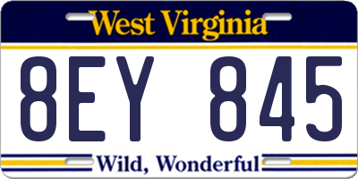 WV license plate 8EY845
