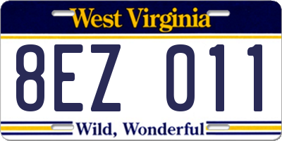 WV license plate 8EZ011