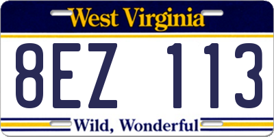 WV license plate 8EZ113