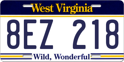 WV license plate 8EZ218