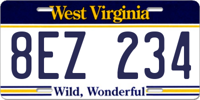 WV license plate 8EZ234