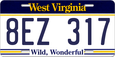 WV license plate 8EZ317