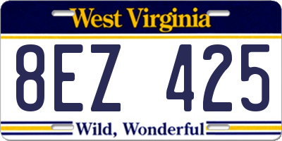 WV license plate 8EZ425