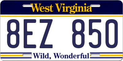 WV license plate 8EZ850
