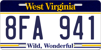 WV license plate 8FA941