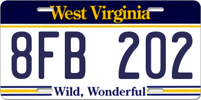 WV license plate 8FB202