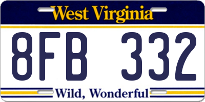 WV license plate 8FB332
