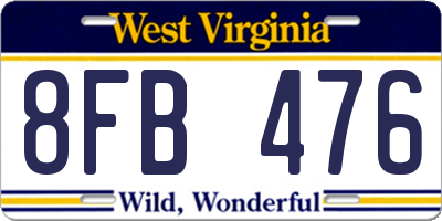 WV license plate 8FB476