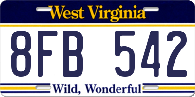 WV license plate 8FB542