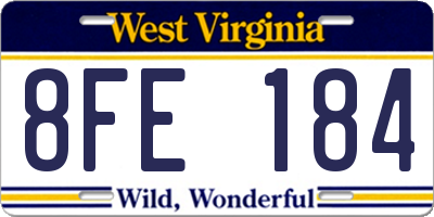 WV license plate 8FE184