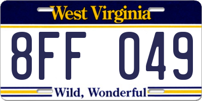 WV license plate 8FF049
