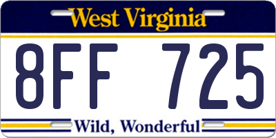 WV license plate 8FF725
