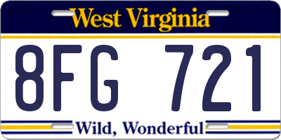 WV license plate 8FG721
