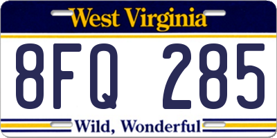 WV license plate 8FQ285