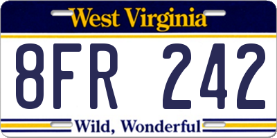 WV license plate 8FR242