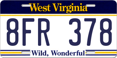WV license plate 8FR378