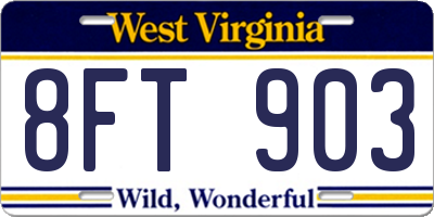 WV license plate 8FT903