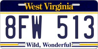 WV license plate 8FW513