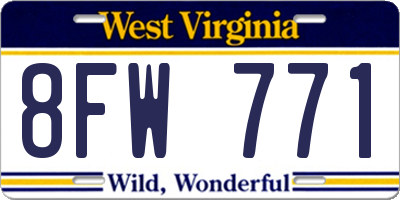 WV license plate 8FW771