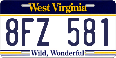 WV license plate 8FZ581