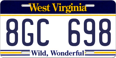 WV license plate 8GC698