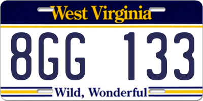 WV license plate 8GG133