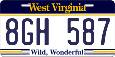 WV license plate 8GH587