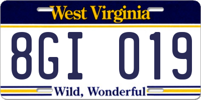 WV license plate 8GI019